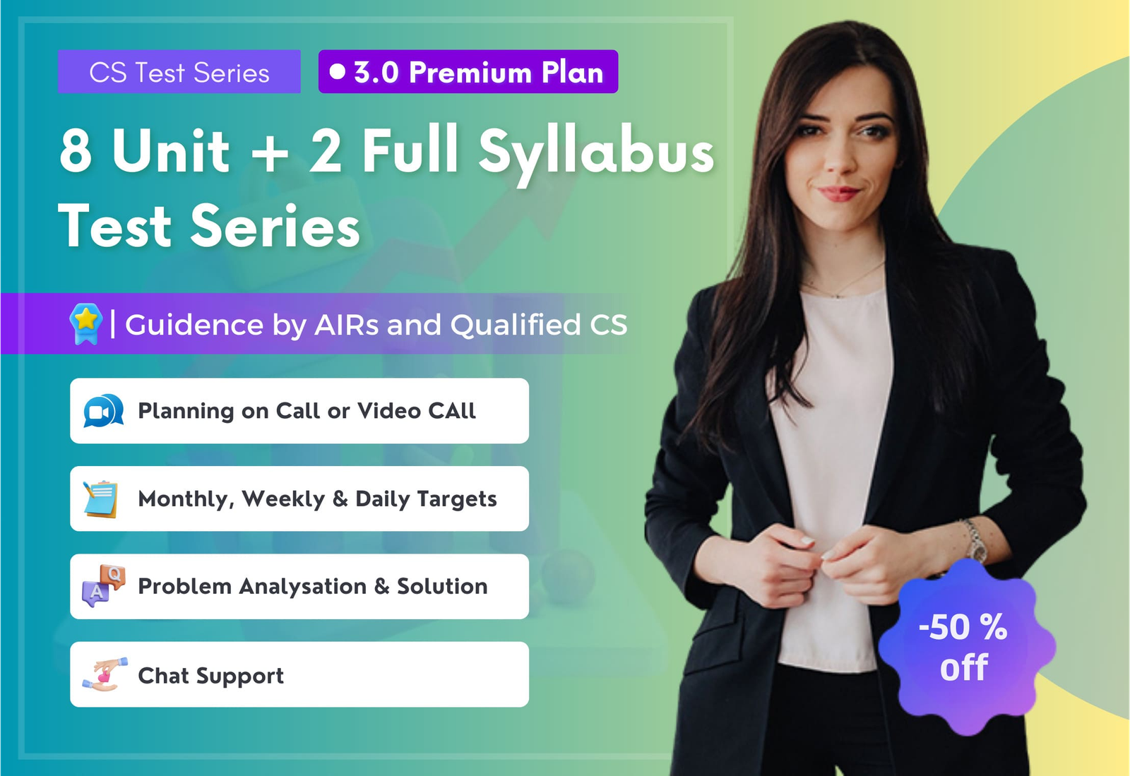 8Unit + 2 Full Syllabus 3.0 Premium Test Series with Guidance - CS Executive New
