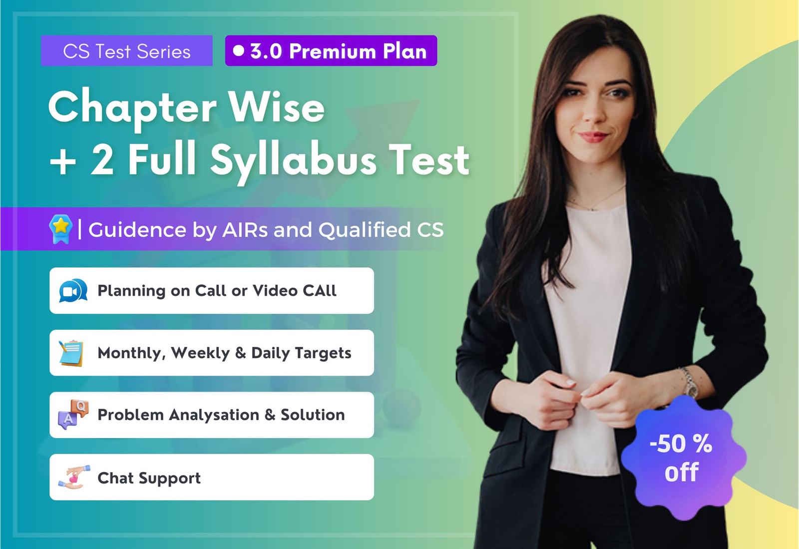 Chapter Wise + 2 Full Syllabus 3.0 Premium Test Series with Guidance - CS Executive New