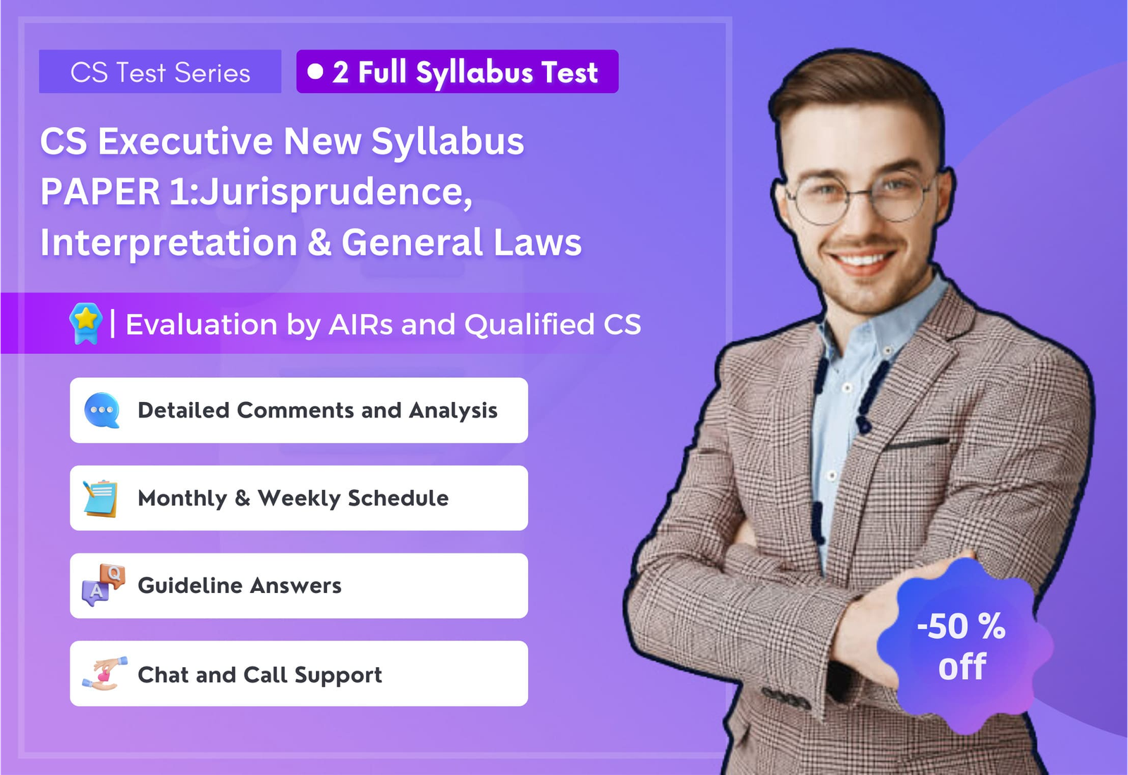 CS EXECUTIVE NEW PAPER 1:Jurisprudence, Interpretation & General Laws (2 Full Syllabus Test) NEW SYLLABUS