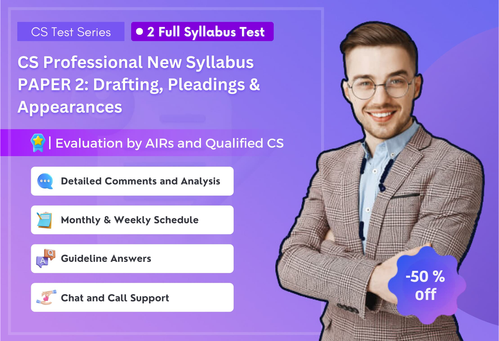 CS PROFESSIONAL NEW PAPER 2: Drafting, Pleadings & Appearances ( 2 Full Syllabus Test) NEW SYLLABUS