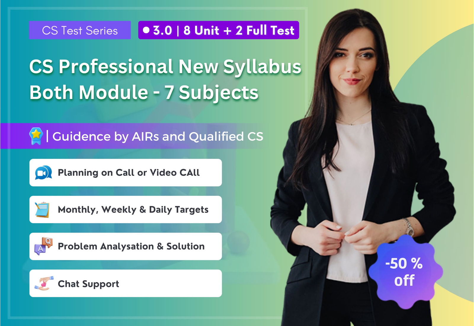 CS Professional New Syllabus Both Module All 7 Subjects 3.0 (8 Unit + 2 Full Syllabus Test)